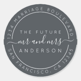Sticker Rond Chic Script Future M. Mme Mariage Adresse de retou