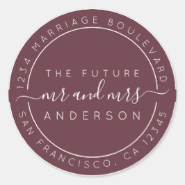 Sticker Rond Chic Script Future M. Mme Mariage Adresse de retou
