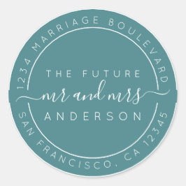 Sticker Rond Chic Script Future M. Mme Mariage Adresse de retou