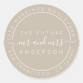 Sticker Rond Chic Script Future M. Mme Mariage Adresse de retou