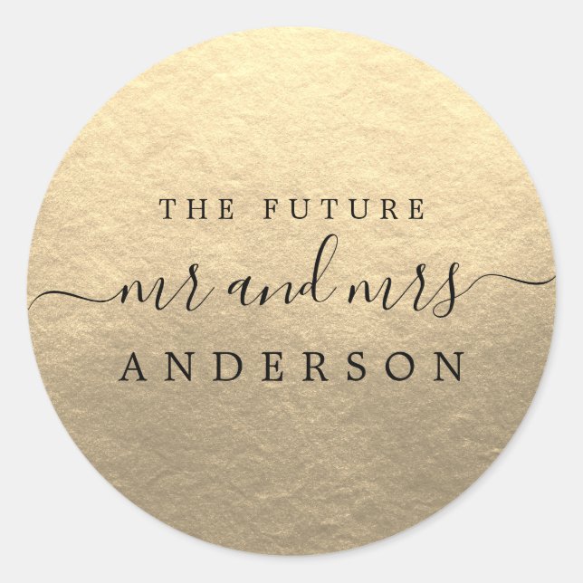 Sticker Rond Chic Script Future M. Mme Mariage Gold (Devant)