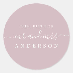 Sticker Rond Chic Script Future M. Mme Pastel Purple Mariage