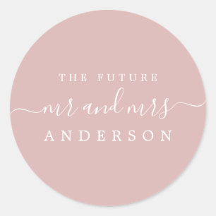 Sticker Rond Chic Script Future M. Mme Silver Pink Mariage