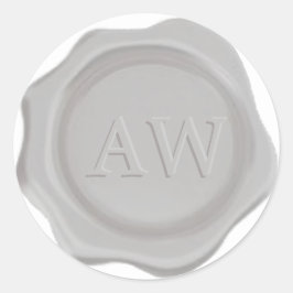 Sticker Rond Chic Silver Gris Monogramme Mariage Sceau de cire