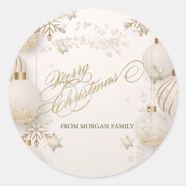 Sticker Rond Chic Snowflakes, Balls Christmas (Devant)