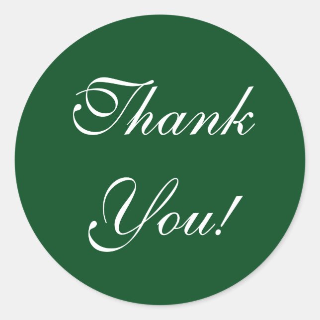 Sticker Rond CHIC STICKER_"Merci !" BLANC SUR VERT SOMBRE (Devant)