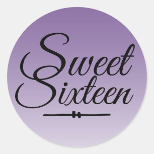 Sticker Rond Chic Tropical Purple Ombre Sweet 16 16e anniversai
