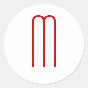 Sticker Rond Chic Unique Monogramme Rouge Blanc Plaine Simple