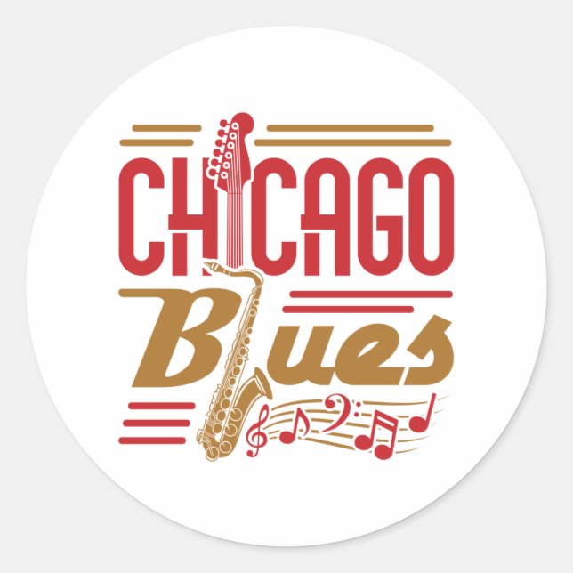 Sticker Rond Chicago Blues Music Lover (Devant)