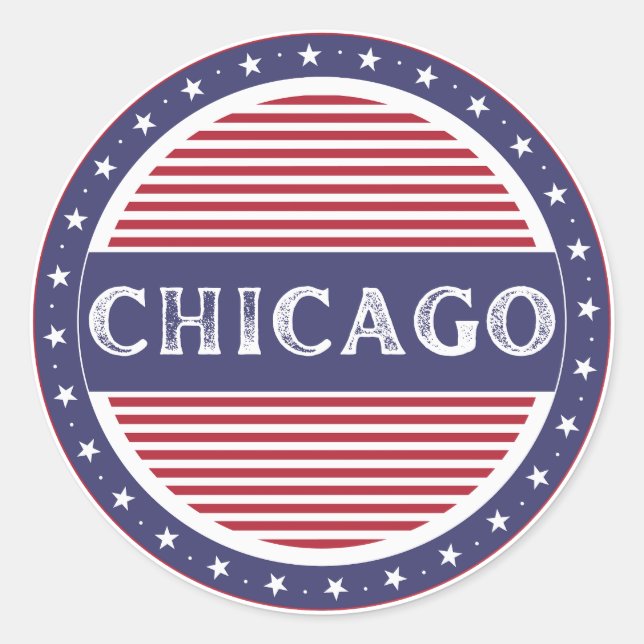 Sticker Rond Chicago City Pride Emblem – American Identity (Devant)