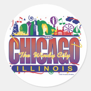 Sticker Rond Chicago-Confetti