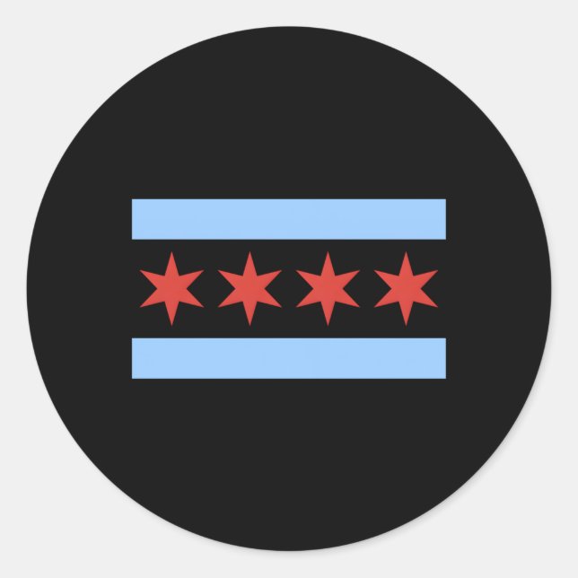 Sticker Rond Chicago Drapeau Ville De Chicago (Devant)