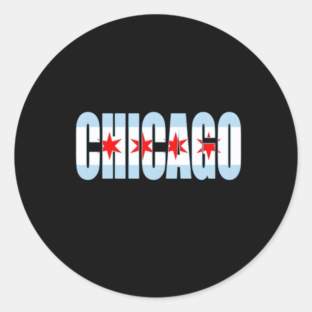 Sticker Rond Chicago Flag Home Love City (Devant)