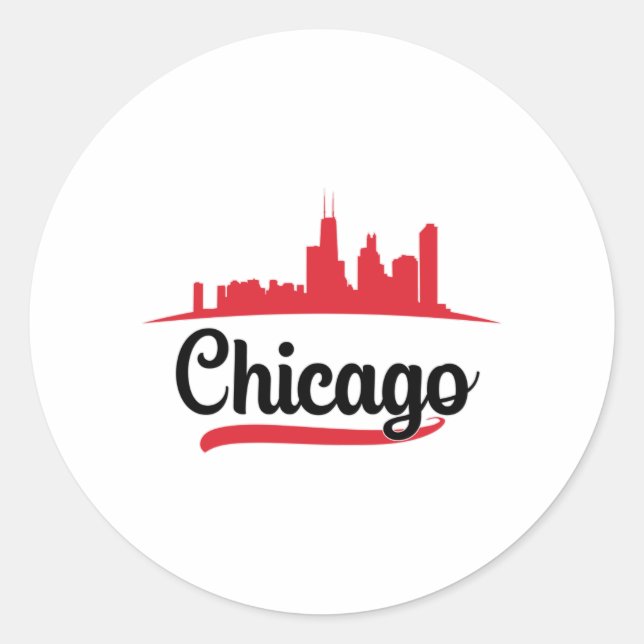 Sticker Rond Chicago USA City Skyline Skyline drôle Cadeau (Devant)