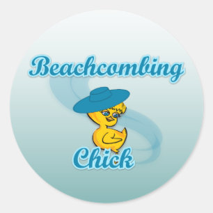 Sticker Rond Chick Beachcombing #3