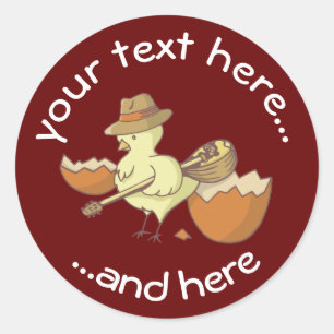 Sticker Rond Chick de Pâques avec Bouzouki