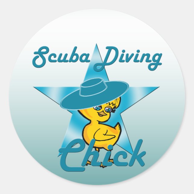 Sticker Rond Chick de plongée sous-marine #7 (Devant)