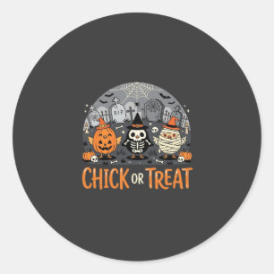 Sticker Rond Chick or Treat Conception de cimetière d'Halloween