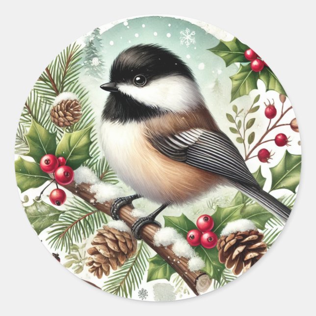 Sticker Rond Chickadee de vacances (Devant)