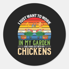Sticker Rond Chicken Art And Hangout With My Chickens