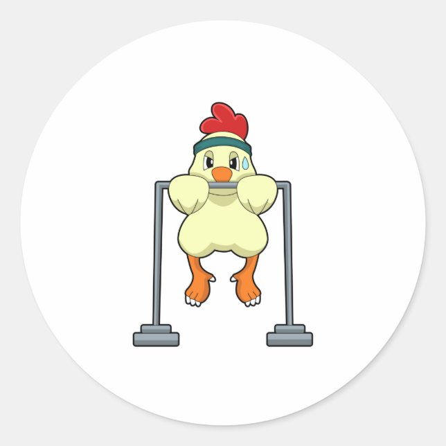 Sticker Rond Chicken at Fitness Pull-ups (Devant)