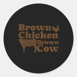 Sticker Rond Chicken Brown Vache Brown des années 1970 Musique 