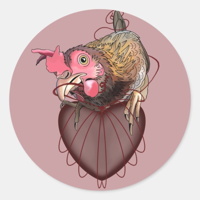 Sticker Rond Chicken Pulling Coeurs (Devant)