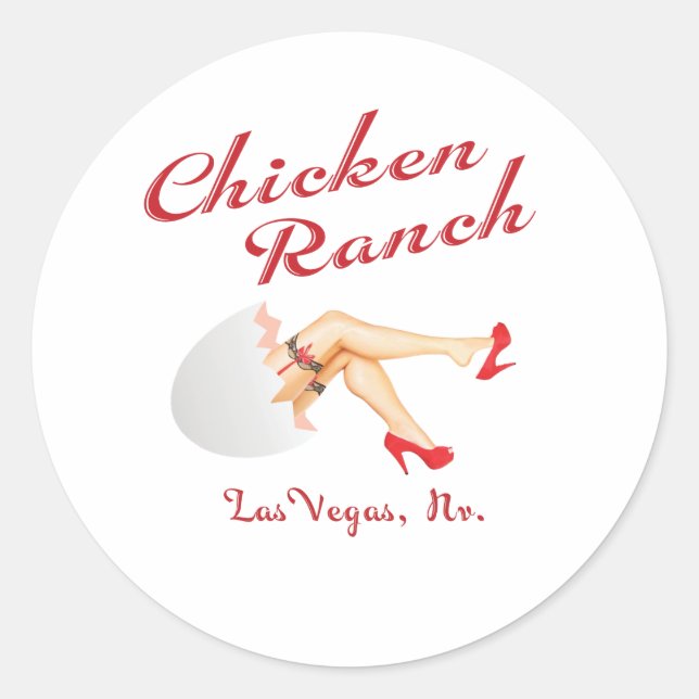 Sticker Rond Chicken Ranch Las Vegas Nevada (Devant)