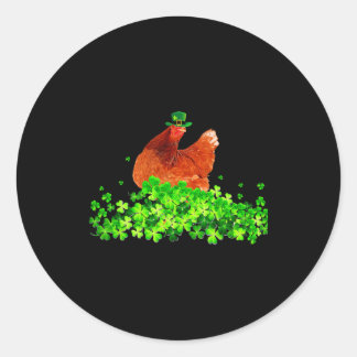 Sticker Rond Chicken St Patricks Day Chicken Lover Irish Shamro