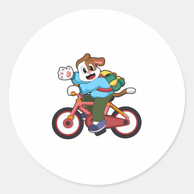 Sticker Rond Chien à vélo (Devant)