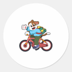 Sticker Rond Chien à vélo