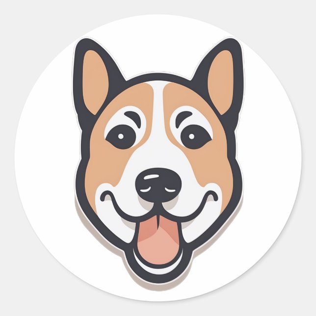 Sticker Rond Chien amusant2 (Devant)