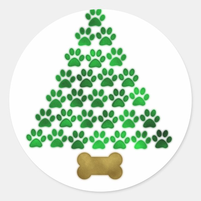 Sticker Rond Chien / Arbre de Noël de chat (Devant)