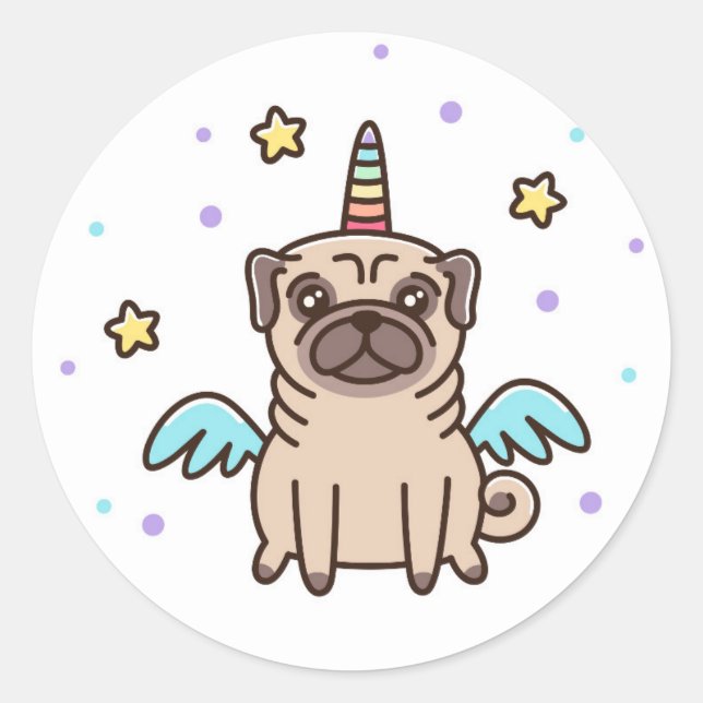 Sticker Rond Chien arc-en-ciel de Unicorne (Devant)