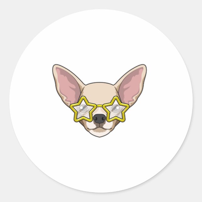 Sticker Rond Chien avec lunettes de soleil (Devant)