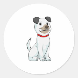 Sticker Rond Chien avec os