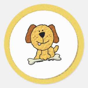 Sticker Rond Chien avec os
