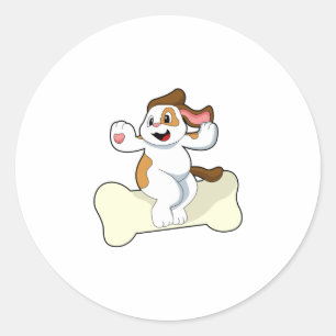 Sticker Rond Chien avec os