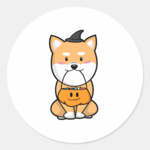 Sticker Rond Chien avec Trick ou Treat