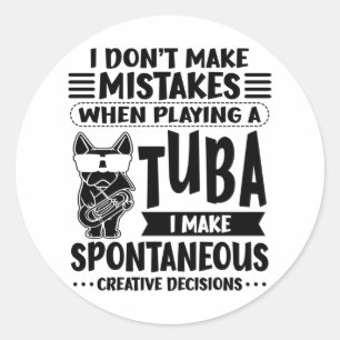 Sticker Rond Chien Avec Tuba Music Tubaisist Tuba Tuba