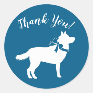 Sticker Rond Chien Baby shower Sibérien Husky Chien Chien Chien