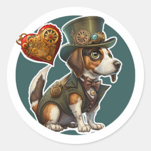 Sticker Rond Chien beagle