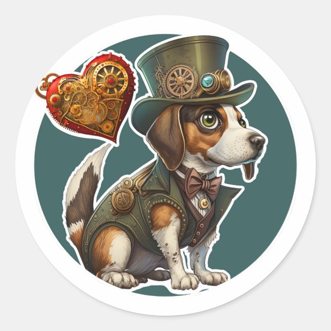 Sticker Rond Chien beagle (Devant)