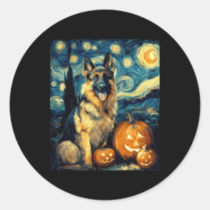 Sticker Rond Chien berger allemand mignon Halloween Jack-o'-lan