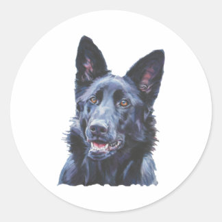 Sticker Rond chien berger allemand noir