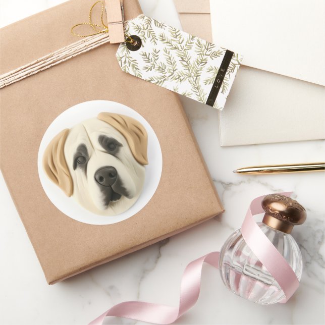 Sticker Rond Chien berger anatolien 3D inspiré (Cadeaux)