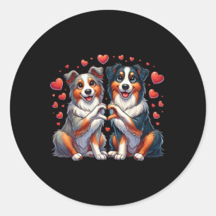 Sticker Rond Chien Bergers Australien de la Saint-Valentin Sign