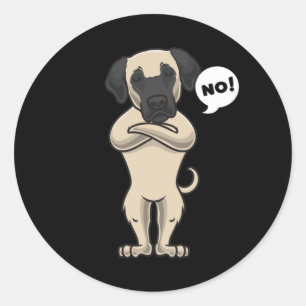 Sticker Rond Chien berne anatolien Kangal têtu drôle