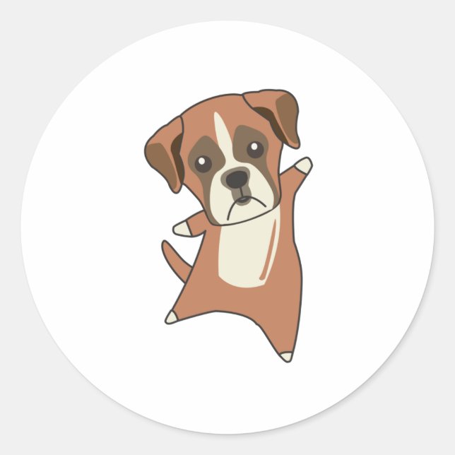 Sticker Rond Chien Boxer Chien Chien Chien Cochon Chien Pour En (Devant)