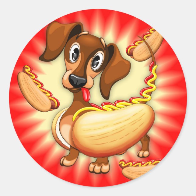 Sticker Rond Chien chaud Dachshund (Devant)